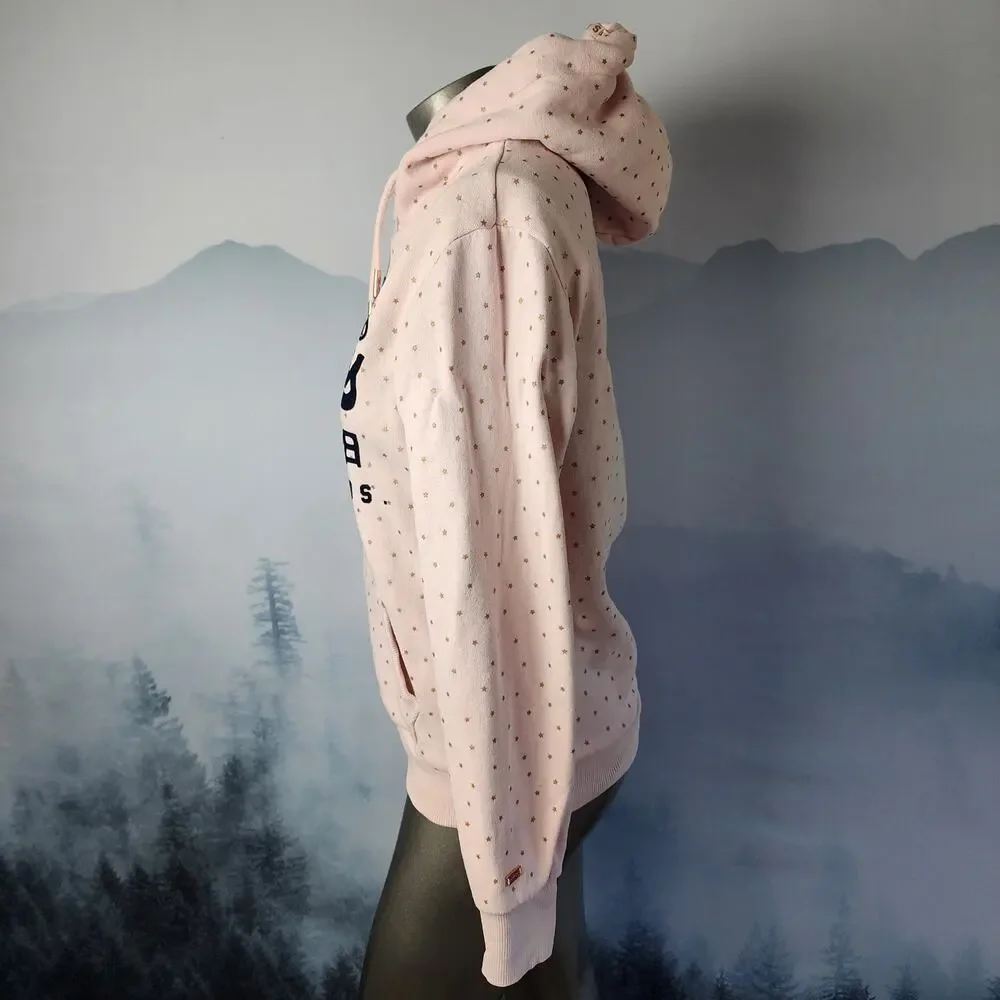 Superdry Vintage Premium Goods Shimmer All Over Print Blush Hoodie | Women's 8
